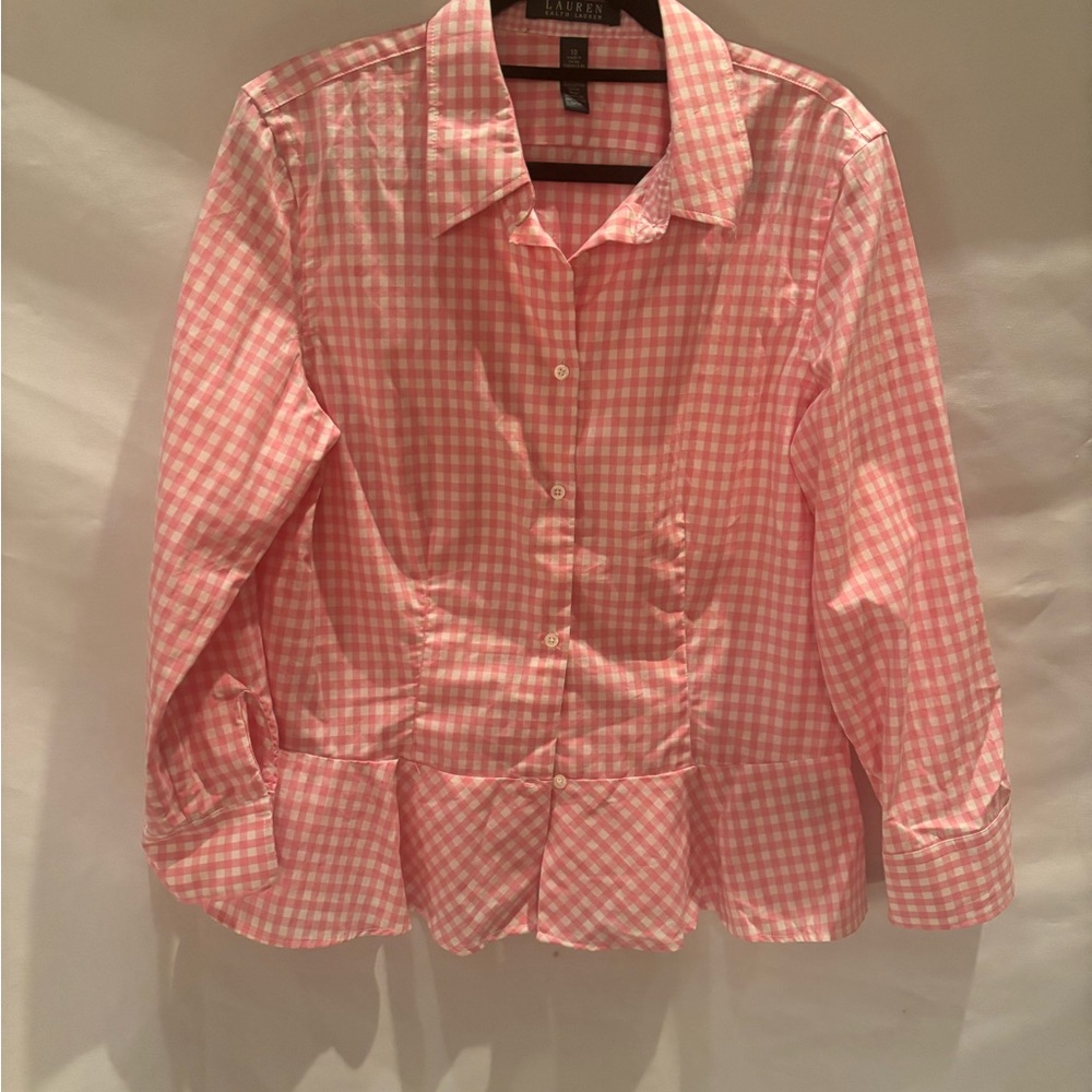 Ralph Lauren Pink Gingham Button Down Shirt